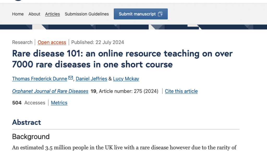 M4RD’s Rare Diseases 101 Study